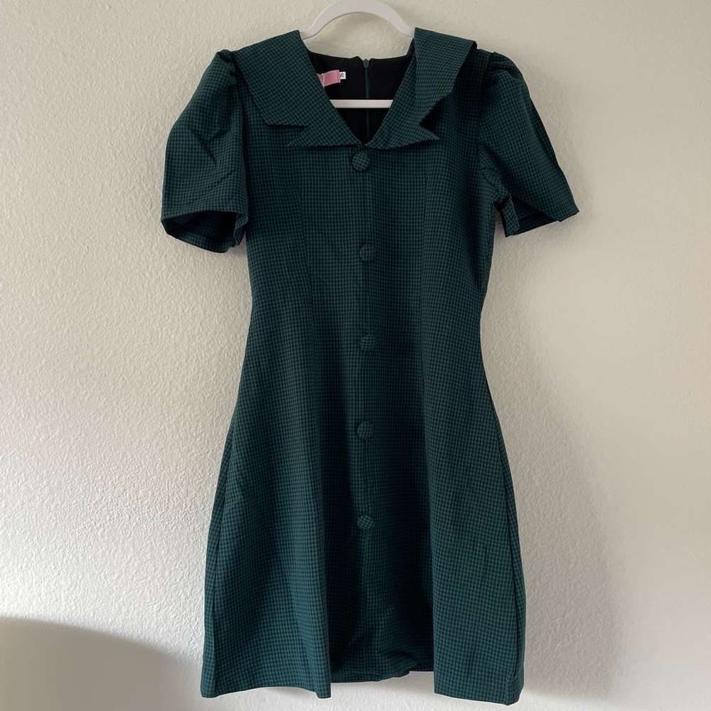 NWT A-line green gingham dress size S